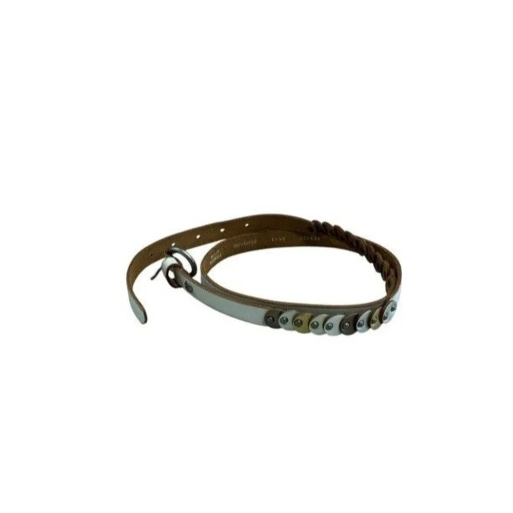 Fossil Vintage Y2K Women’s Leather Belt L Interlocking Adjustable Boho Western